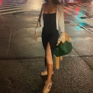 Black dress with slit